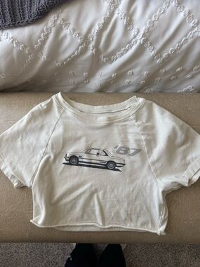 Kids White Graphic Car Tee - '87 Retro Design